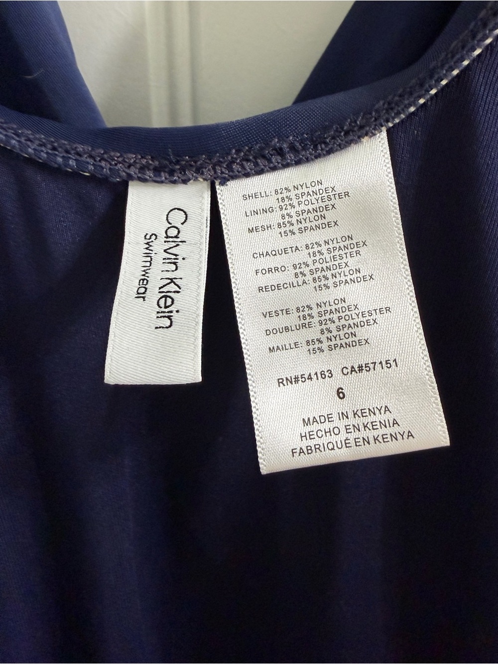 Calvin Klein Navy Ruched One-Piece Swimsuit Size 6 - Picture 6 of 6